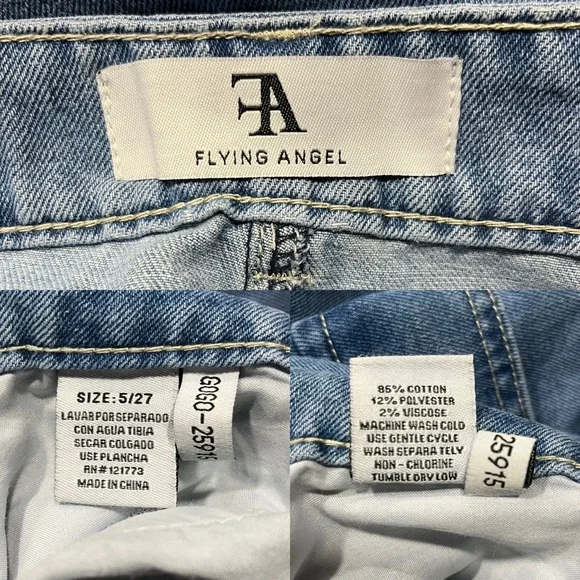 Flying Angel Medium Wash Cargo Denim Maxi Skirt, 27